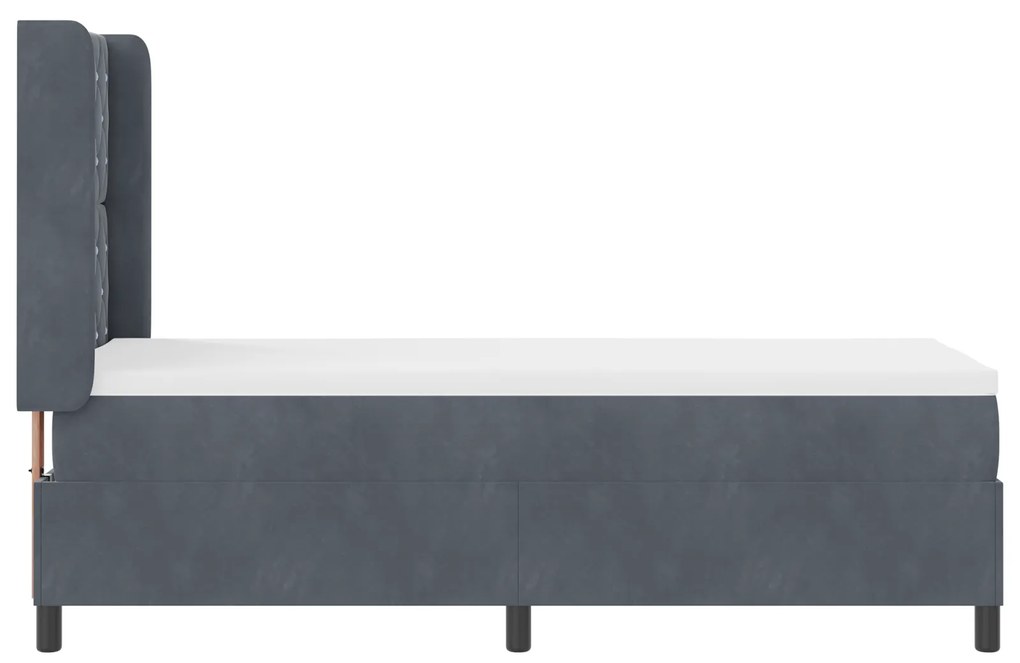 vidaXL Κρεβάτι Box Spring με Στρώμα Στενό Γκρι 80x200 εκ. Βελούδο