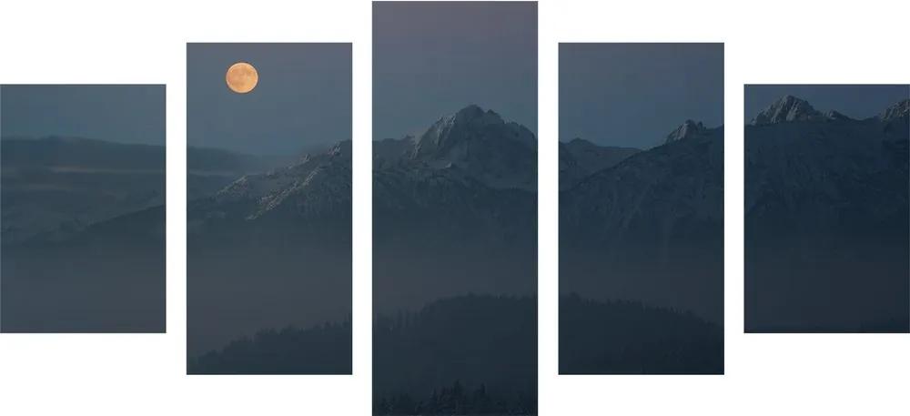 Εικόνα 5 μερών πανσέληνος πάνω από τα βουνά - 100x50
