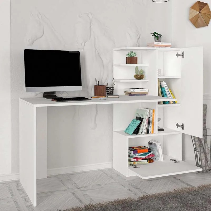 ΓΡΑΦΕΙΟ ΕΡΓΑΣΙΑΣ MERINO MEGAPAP ΧΡΩΜΑ ΛΕΥΚΟ 149,5X61,8X120ΕΚ.
