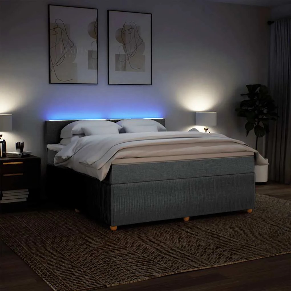 vidaXL Κρεβάτι Boxspring με Στρώμα Ανοιχτό Γκρι 180x200 εκ. Υφασμάτινο