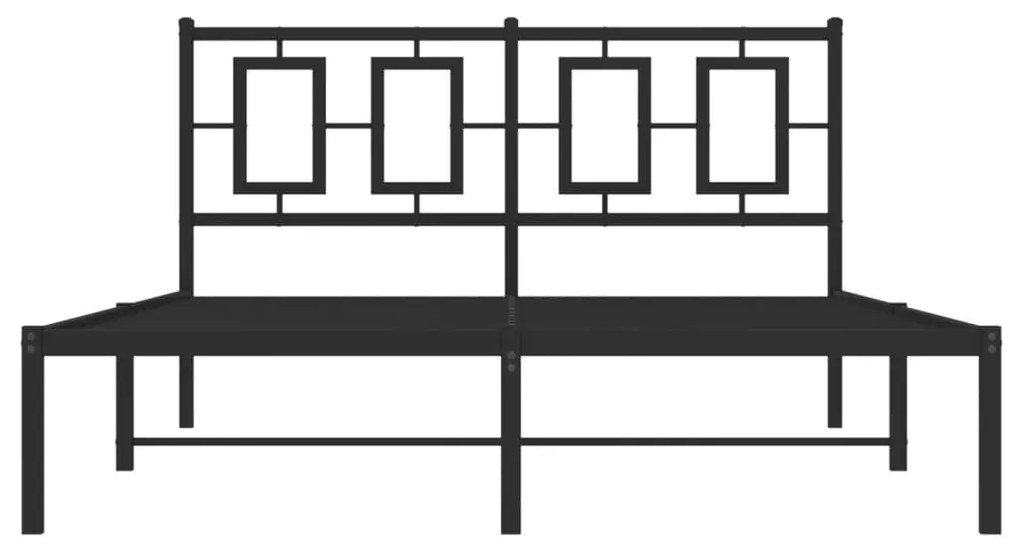 vidaXL Μεταλλικό Πλαίσιο Κρεβατιού με Κεφαλάρι Μαύρο 135 x 190 εκ.
