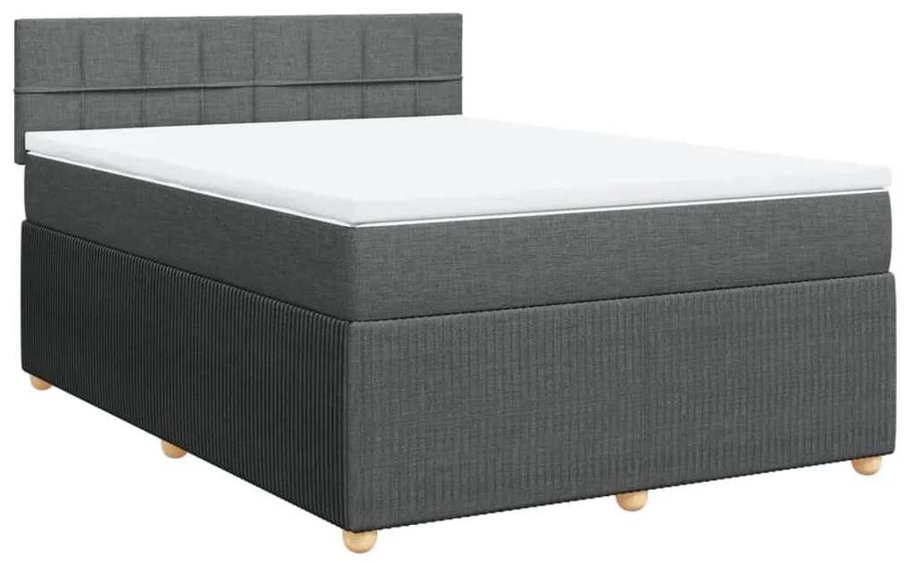 Κρεβάτι Boxspring με Στρώμα Σκούρο Γκρι 140x200 εκ Υφασμάτινο - Γκρι