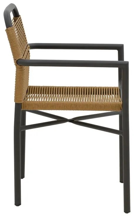 Καρέκλα - Πολυθρόνα αλουμινίου Clutch στοιβαζόμενη ανθρακί σκελετός-φυσικό rattan 55x56x80 εκ. 55x56x80 εκ.