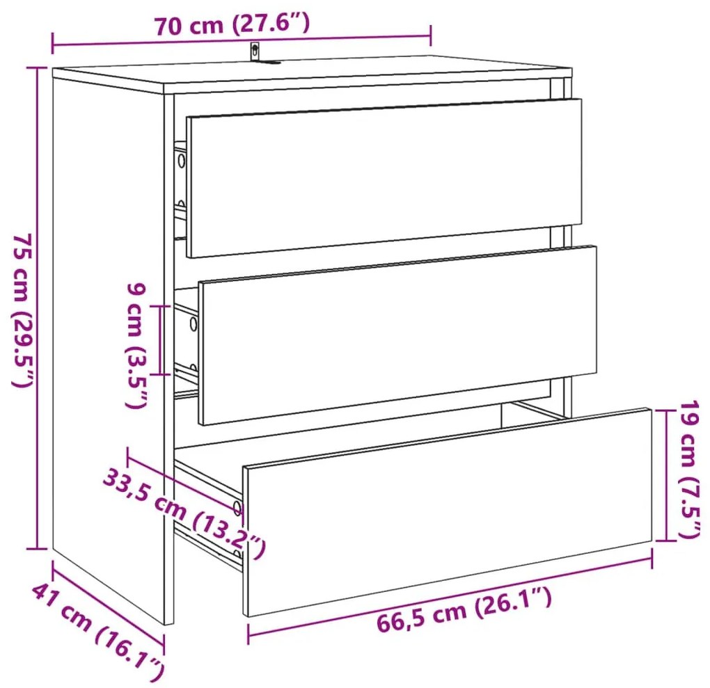 Μπουφές Artisan Δρυς 70x41x75 εκ. από Επεξεργασμένο Ξύλο - Καφέ