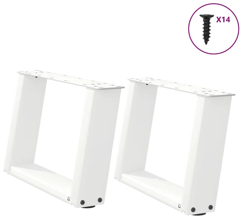 vidaXL Πόδια Τραπεζιού Σαλονιού σε Σχήμα U 2 τεμ. Λευκά 40x(30-31) εκ. Ατσάλι