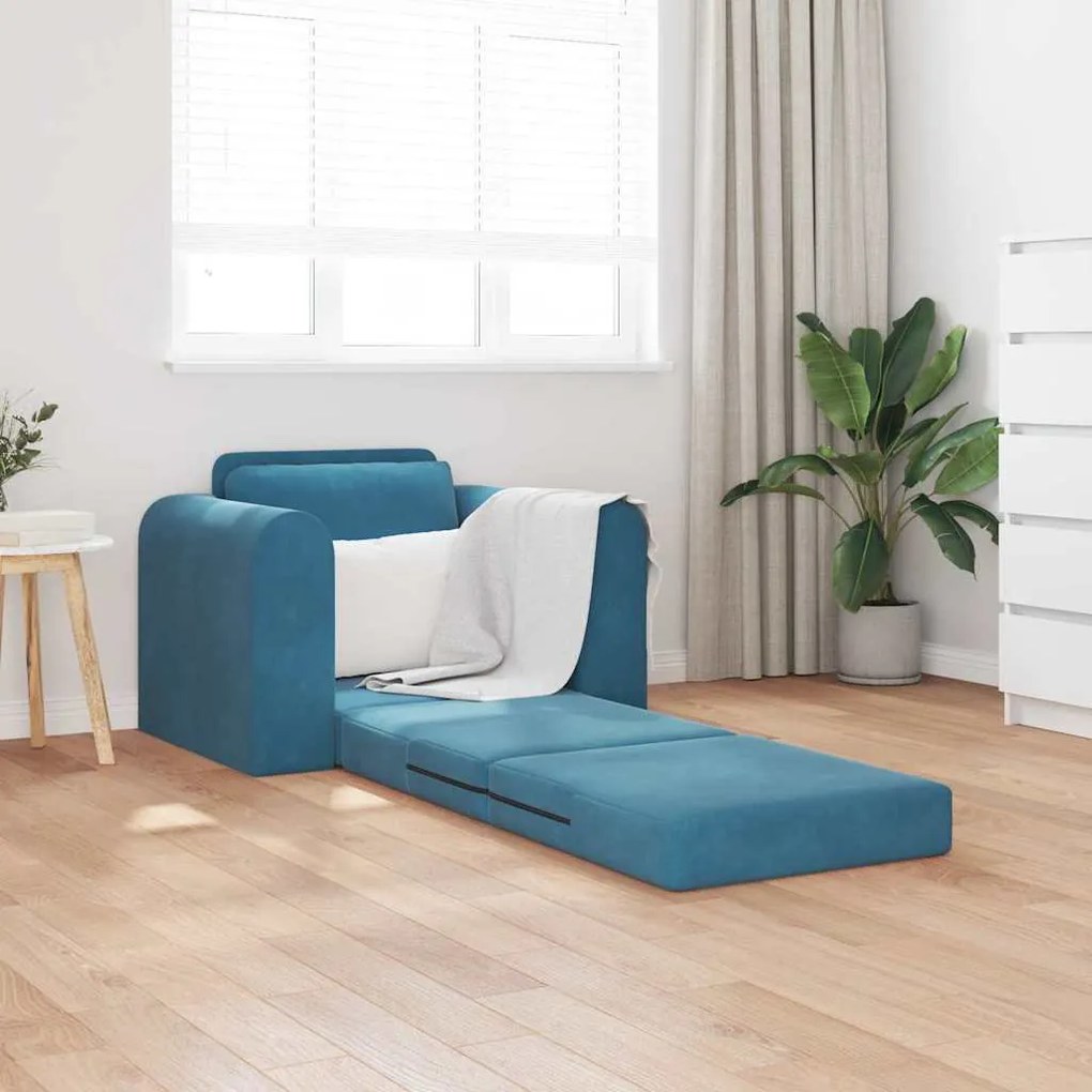 vidaXL Κρεβάτι καναπές Μπλε 98 x 71 x 83 εκ. Βελούδο