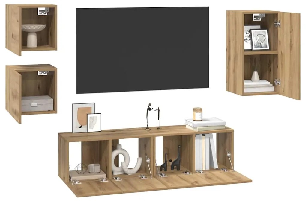vidaXL Σετ επίπλου τηλεόρασης 5 pcs artisan δρυς 30.5 x 30 x 60 εκ.
