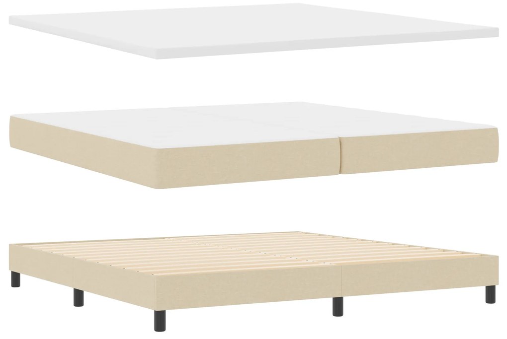 vidaXL Κρεβάτι με Στρώμα Cream 200x200 εκ. Ύφασμα