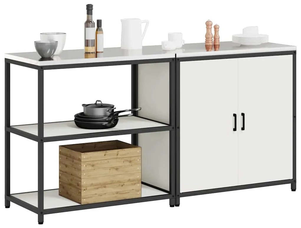 vidaXL Σετ Αποθήκευσης Κουζίνας 2 pcs Λευκό Ψυχρής έλασης χάλυβας