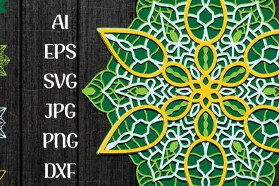 Σετ των 2 Intra απο ξύλο plywood 3mm-4mm πάχος 3D Layer Mandala Δίασταση 30x30 cm INTRAFABR-58719810