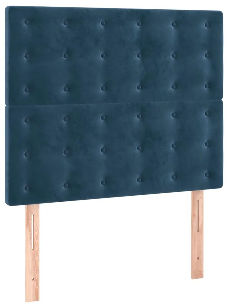 vidaXL Κρεβάτι Boxspring με Στρώμα Σκούρο Μπλε 90x190 εκ. Βελούδινο