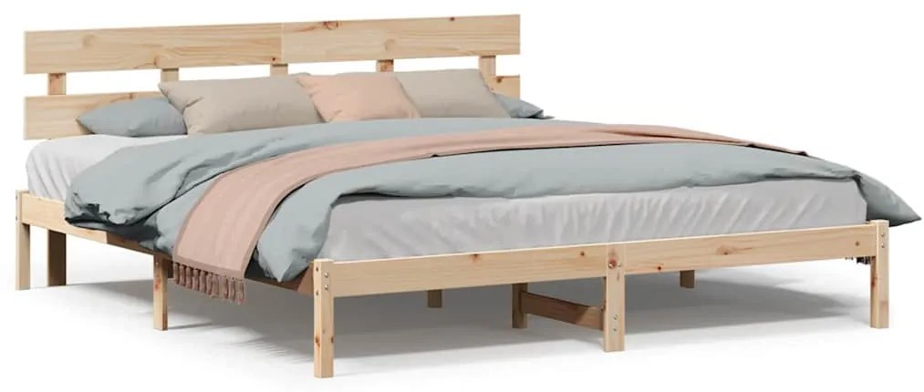 vidaXL Σκελετός Κρεβατιού Καφέ 180 x 200 cm Μασίφ ξύλο πεύκου
