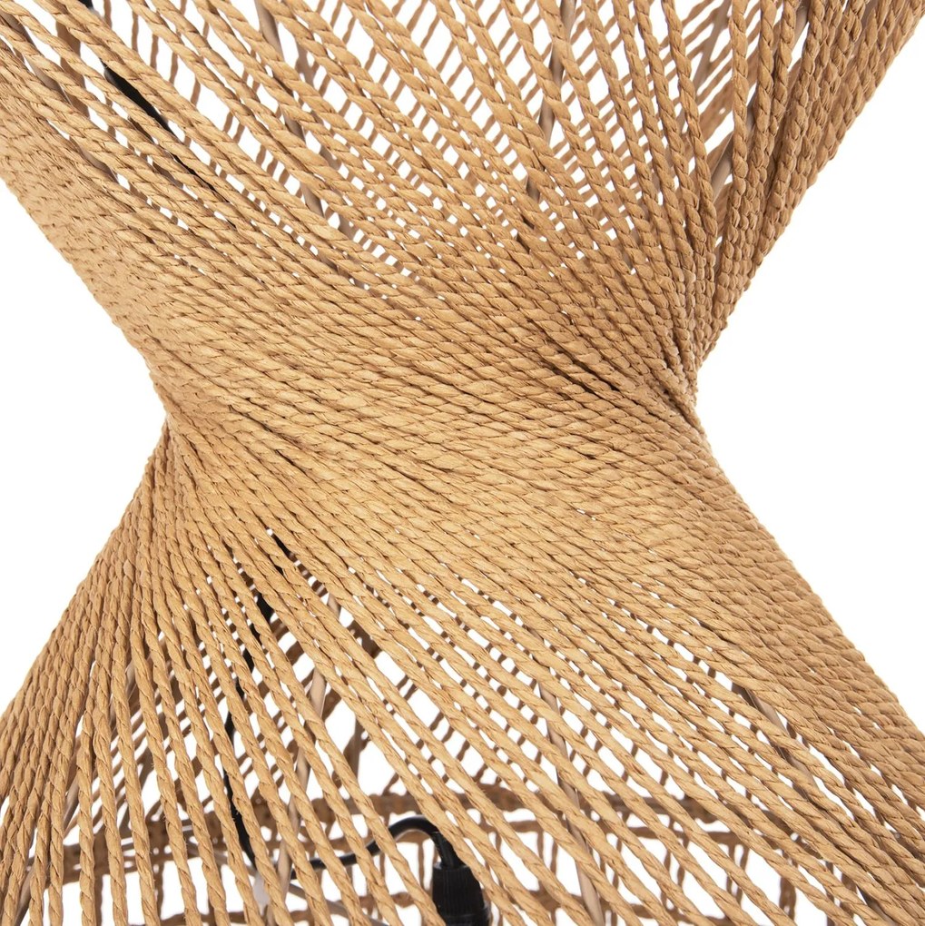 Φωτιστικό Οροφής C4345 Κυλινδρικό Paper Rope Μπέζ με 2 Λάμπες Φ30,5x132Υεκ. 30.5x30.5x180 εκ.