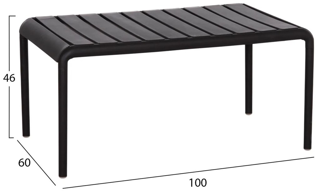 Τραπέζι κήπου KORVER C6334.02 Χαμηλό Πολυπροπυλενίου Μαύρο 100x60x46Υ εκ. 100x60x46 εκ.