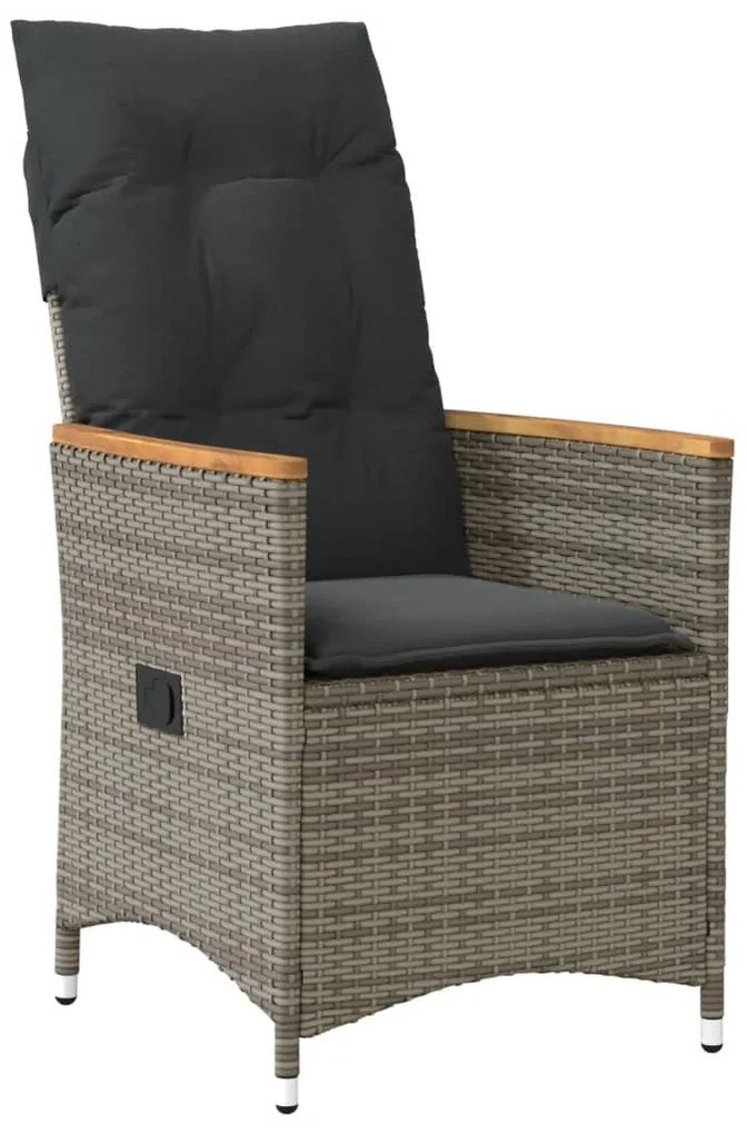 vidaXL Σετ Επίπλων Bistro 3 τεμ Γκρι Συνθετικό Ρατάν με Μαξιλάρια