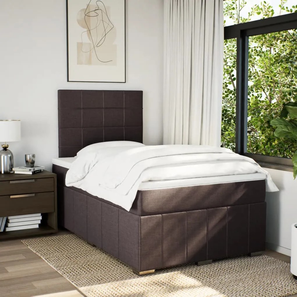 Κρεβάτι Boxspring με Στρώμα Σκούρο Καφέ 120x190 εκ Υφασμάτινο 3291610