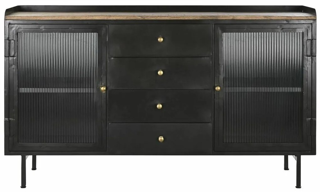 Σκευοθήκη DKD Home Decor   Μαύρο Χρυσό Φυσικό Μέταλλο Ξύλο από Μάνγκο 145 x 40 x 85 cm