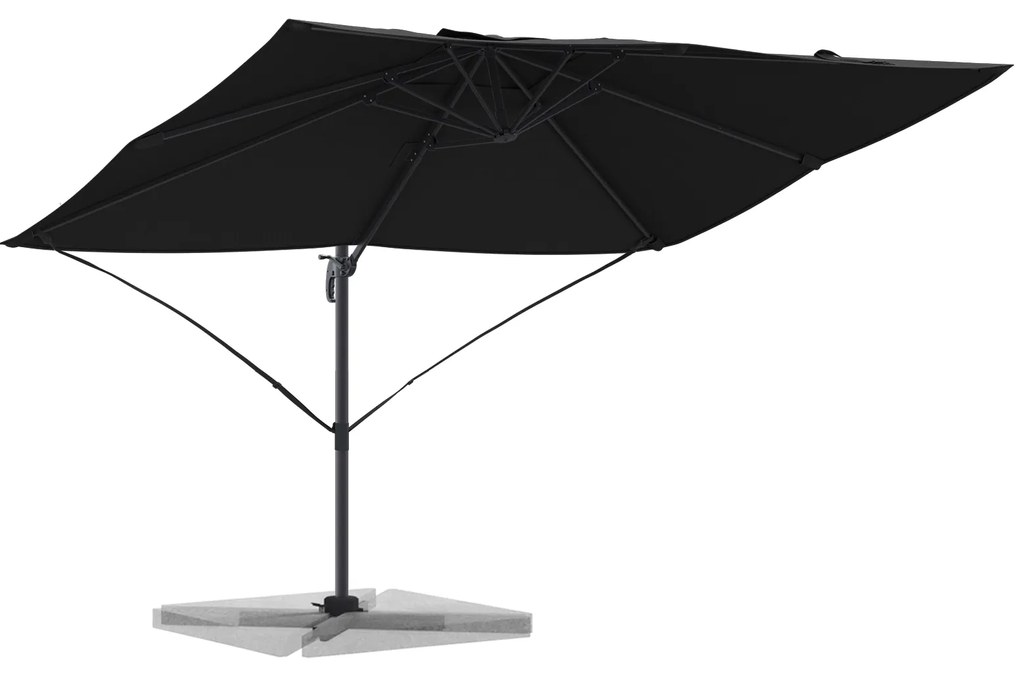 vidaXL Μαύρη Ανεμοτραπέζια Roma 352x251x260 εκ Αλουμίνιο