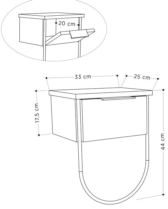 Κομοδίνο μελαμίνης Norfolk Megapap χρώμα λευκό 33x25x44εκ. - GP037-0141,2 - GP037-0141,2