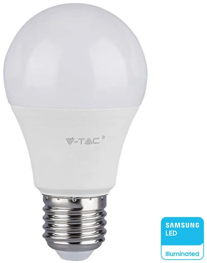 V-TAC Λάμπα LED E27 A60 SMD 10.5W 230V 1055lm 200° IP20 Samsung Chip Φυσικό Λευκό 21178