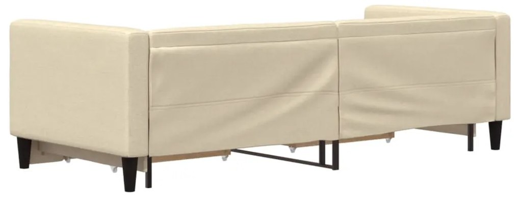 vidaXL Καναπές Κρεβάτι Συρόμενος Κρεμ 80x200 εκ Υφασμάτινος & Συρτάρια