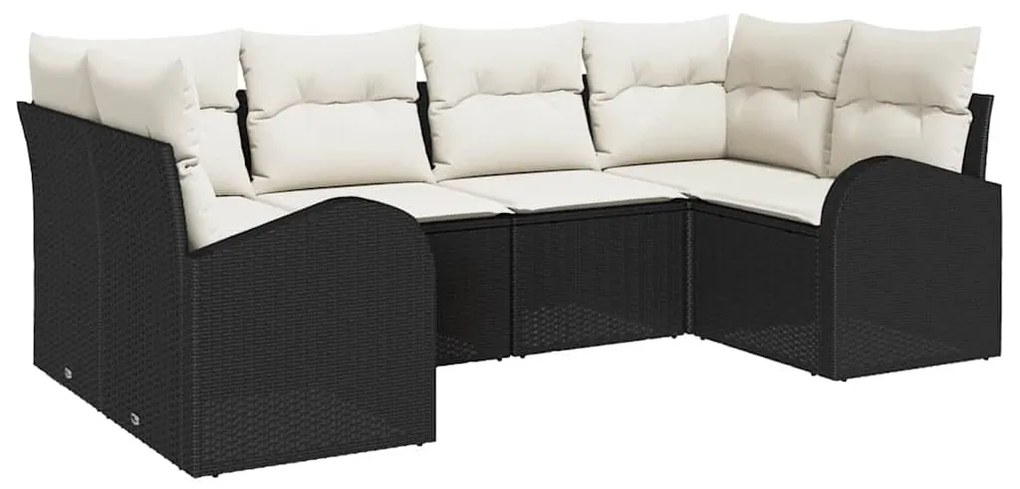 vidaXL Σετ Καναπέ Κήπου 6 pcs Μαύρο Πολυ ράταν