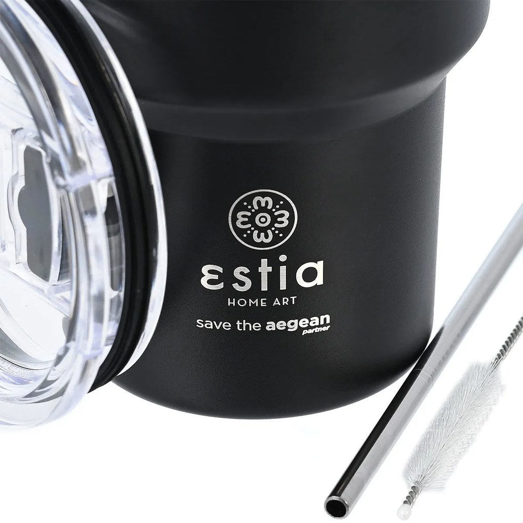 ESTIA ΘΕΡΜΟΣ MUG LITE SAVE THE AEGEAN 400ml MIDNIGHT BLACK