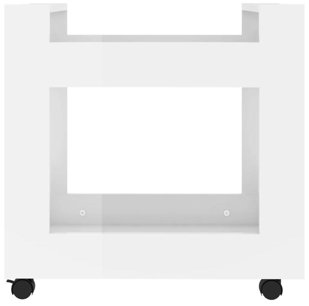 Τρόλεϊ Γραφείου Γυαλ. Λευκό 60x45x60 εκ. από Επεξεργασμένο Ξύλο - Λευκό