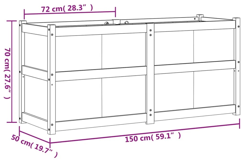 Ζαρντινιέρα Καφέ Κεριού 150 x 50 x 70 εκ. από Μασίφ Ξύλο Πεύκου - Καφέ