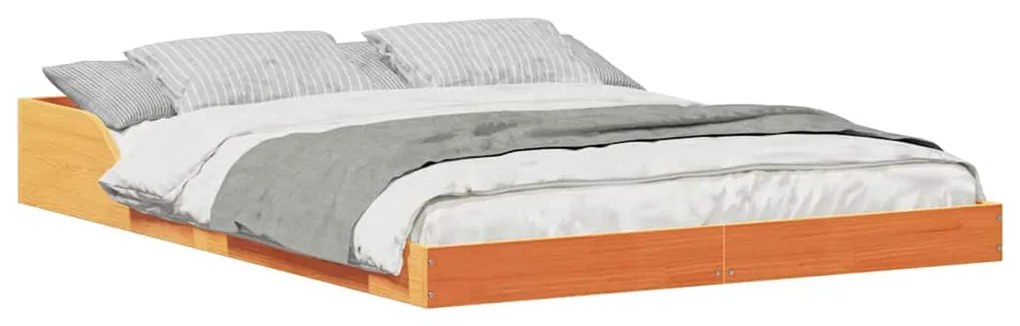 vidaXL Σκελετός Κρεβατιού Καφέ κεριού 140 x 190 cm Μασίφ ξύλο πεύκου