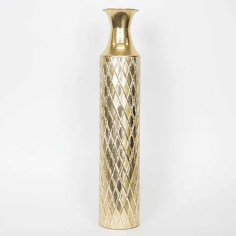 Βάζο Μεταλλικό 752-22024 12x12x61cm Gold Estheti Home Μέταλλο