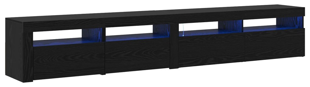 vidaXL Κάθισμα TV 2 τεμάχια με Φώτα LED Μαύρο Επεξεργασμένο Ξύλο