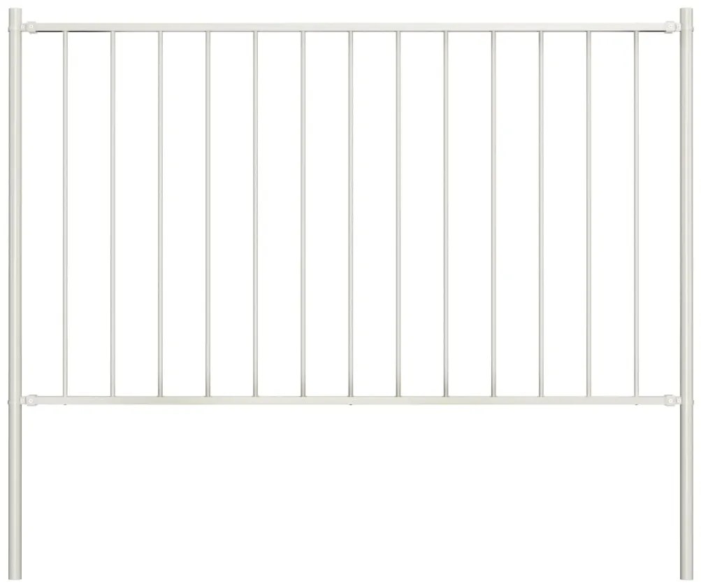 vidaXL Πάνελ Περίφραξης με Στύλους από Ατσάλι με Ηλεκτροστατική Βαφή 1,81x0,75 μ. Λευκό