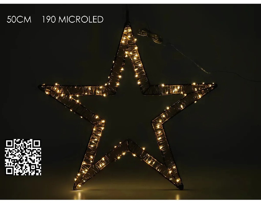 ΑΣΤΕΡΙ ΔΙΠΛΟ 190 MICRO LED ΘΕΡΜΟ ΦΩΣ Φ50CM