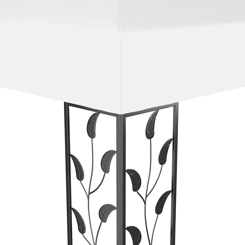 vidaXL Κιόσκι με Διπλή Οροφή και Φωτάκια LED Λευκό 3 x 4 μ.