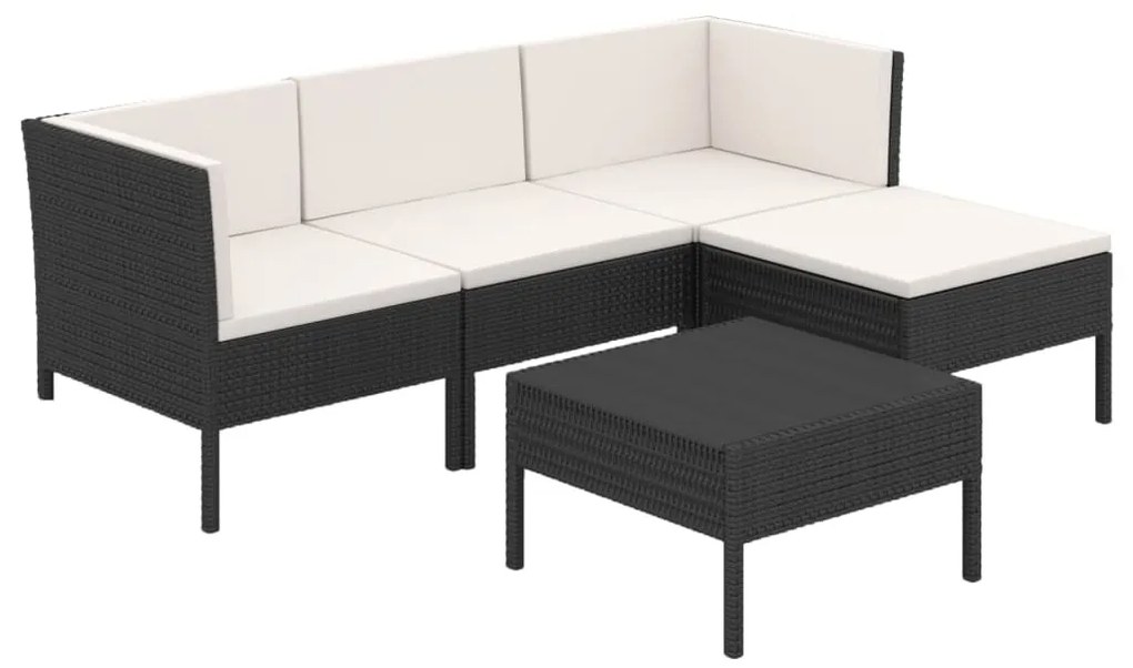 vidaXL Σαλόνι Κήπου Σετ 5 Τεμαχίων Μαύρο Συνθετικό Ρατάν με Μαξιλάρια