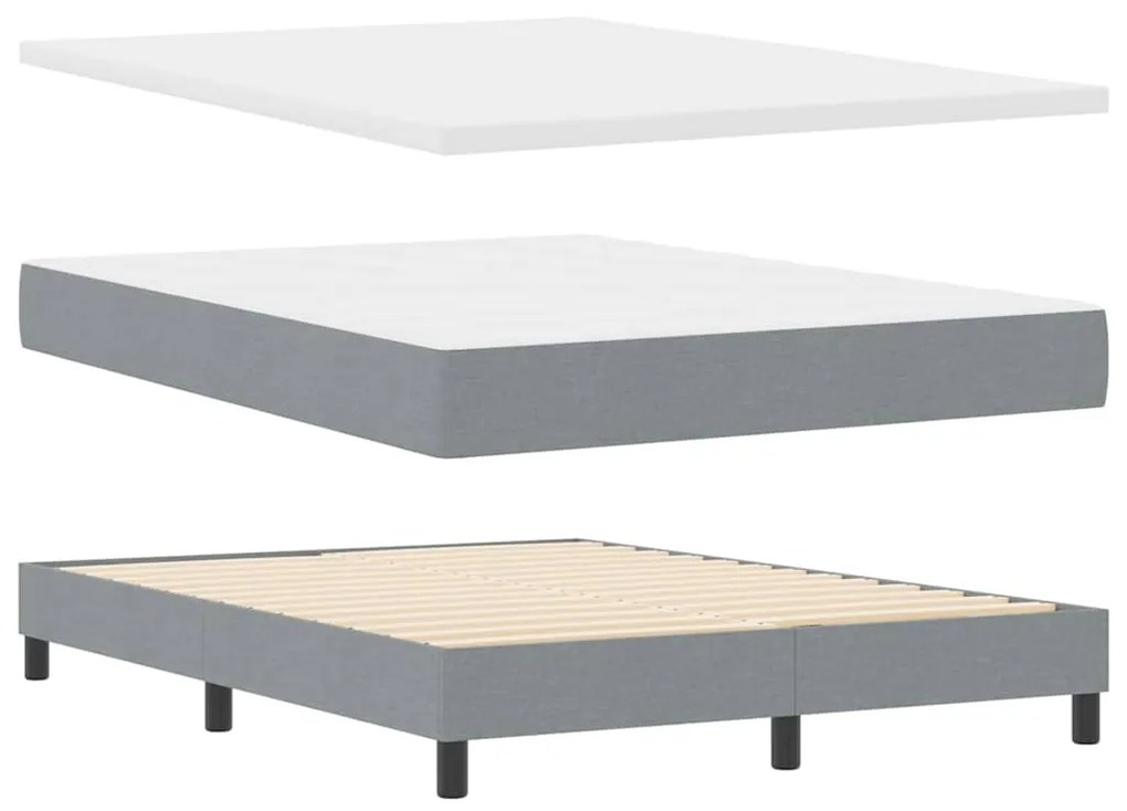 vidaXL Κρεβάτι box spring με στρώμα Ανοιχτό γκρι 140 x 200 cm ύφασμα