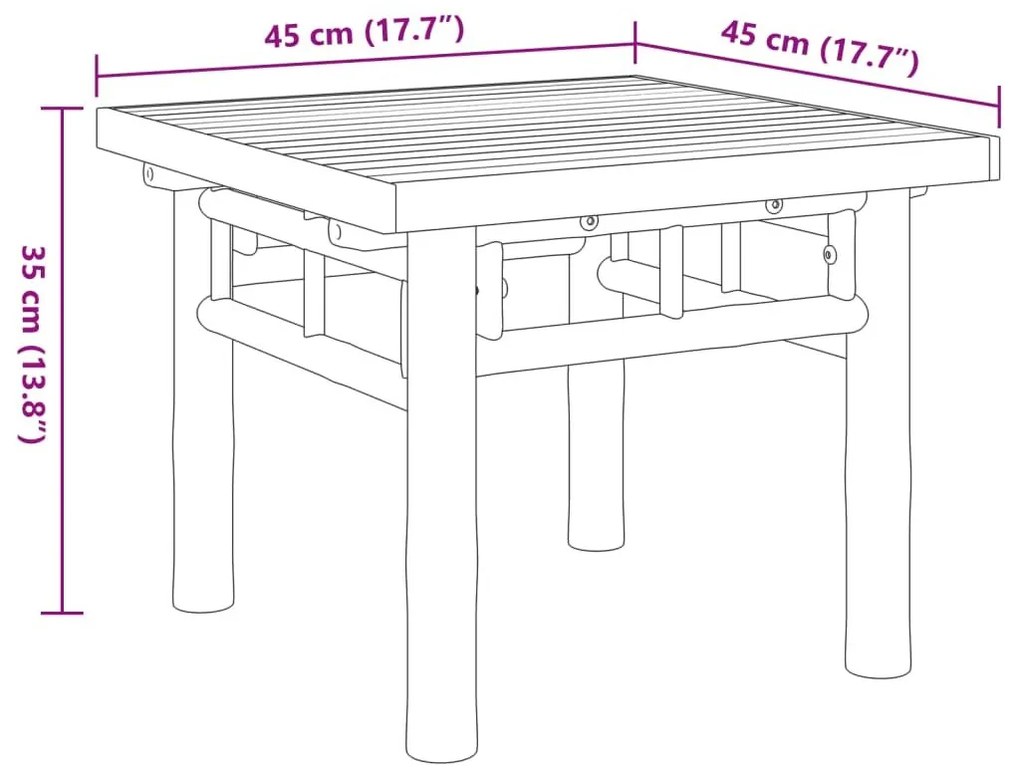 Τραπεζάκι Σαλονιού 45 x 45 x 35 εκ. από Μπαμπού - Καφέ