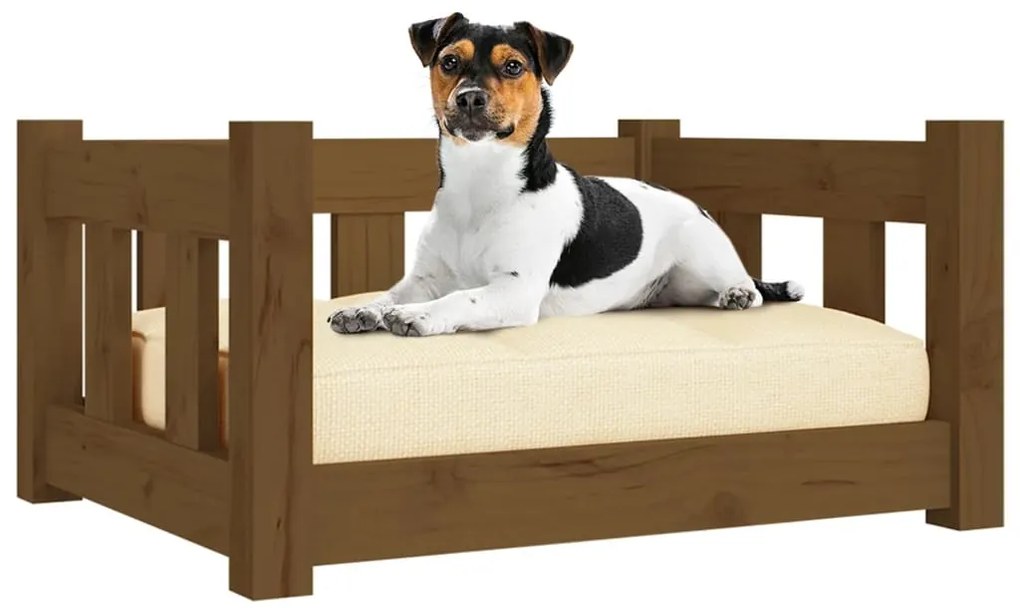 vidaXL Κρεβάτι Σκύλου Μελί 55,5 x 45,5 x 28 εκ. από Μασίφ Ξύλο Πεύκου
