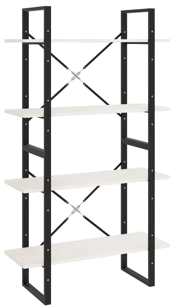 vidaXL Βιβλιοθήκη με 4 Ράφια Λευκή 80 x 30 x 140 εκ. Μασίφ Ξύλο Πεύκου