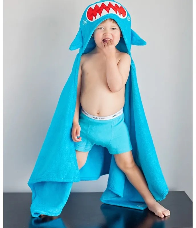Zoocchini Παιδική Πετσέτα Με Κουκούλα Βαμβακερή 2-6 Ετών Sherman The Shark ZOO2009