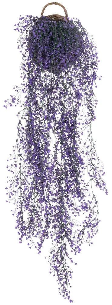 Τεχνητό Κρεμαστό Φυτό Bell Willow 20631 40x20x110cm Green-Purple GloboStar Polyethylene,Wood
