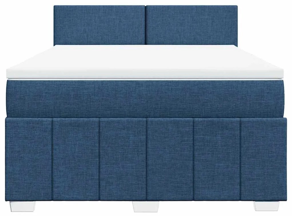 vidaXL Κρεβάτι Boxspring με Στρώμα Μπλε 140x190 εκ. Υφασμάτινο