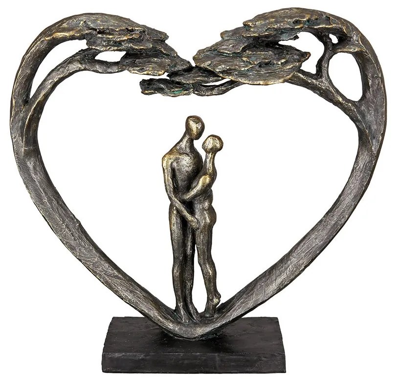 Γλυπτό Καρδιά "Love Tree" Couple Motif Πολυρεζίνη Μπρούντζινο PU 32X8x31.5cm