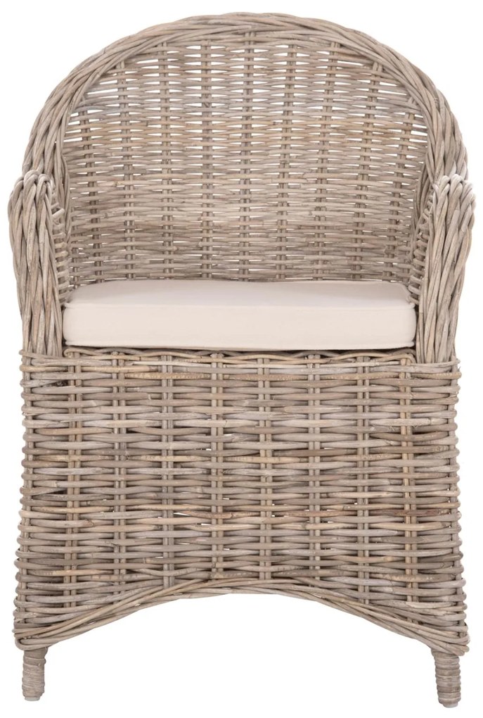 Καρέκλα - Πολυθρόνα KEYLA C9536 Καφέ Rattan με Εκρού Μαξιλάρι 63x65x87Υεκ. 63x65x87 εκ.