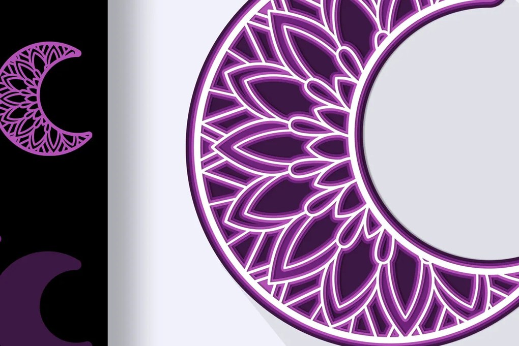 Σετ των 2 Intra απο ξύλο plywood 3mm-4mm πάχος αποκοπής 3D Layered Crescent Moon Δίασταση 30x20 cm INTRAFABR-24791456