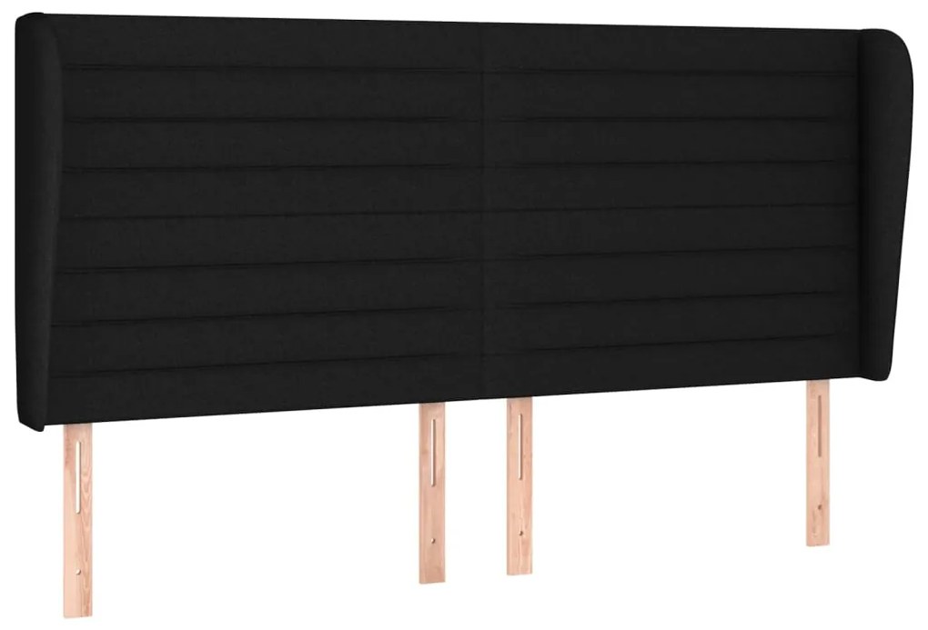 Κεφαλάρι με Πτερύγια Μαύρο 203x23x118/128 εκ. Υφασμάτινο 3118120