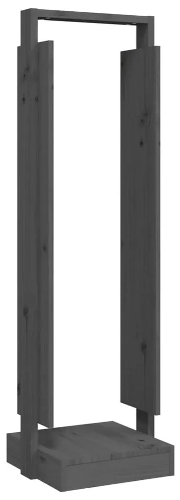 vidaXL Ξυλοθήκη Γκρι 33,5 x 30 x 110 εκ. από Μασίφ Ξύλο Πεύκου