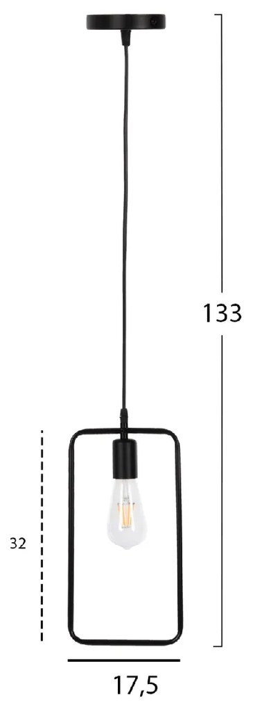 ΦΩΤΙΣΤΙΚΟ ΟΡΟΦΗΣ ΚΡΕΜΑΣΤΟ HM4097 ΜΑΥΡΟ ΜΕΤΑΛΛΙΚΟ ΟΡΘΟΓΩΝΙΟ 17,5x133Υεκ.