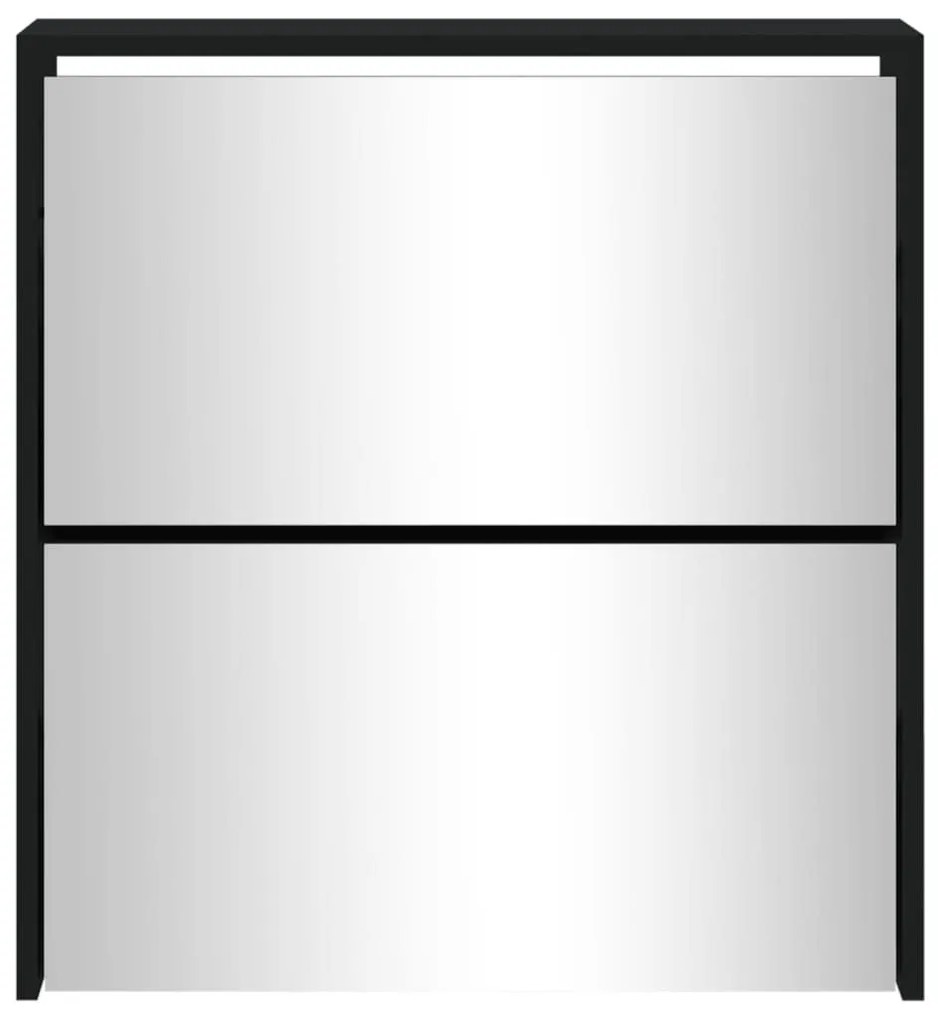 Παπουτσοθήκη με Καθρέφτη 2 Επιπέδων Μαύρη 63 x 17 x 67 εκ. - Μαύρο